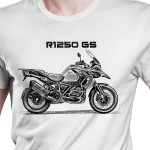White T-shirt with BMW R1250 GS. Gift for motorcyclist.