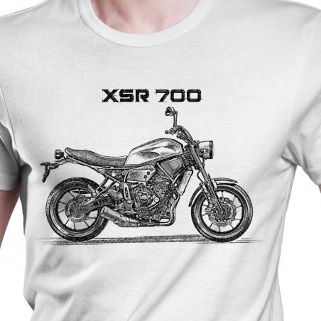 White T-shirt with Yamaha XSR 700. Gift for motorcyclist.