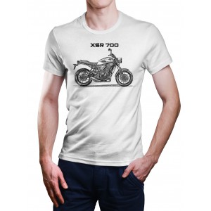 White T-shirt with Yamaha XSR 700 for motorcycles enthusiast