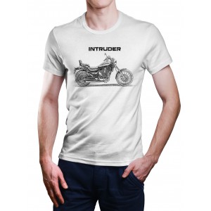 White T-shirt with Suzuki Intruder VS 1400 for motorcycles enthusiast