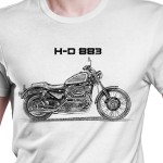 White T-shirt with Harley Davidson 883. Gift for motorcyclist.