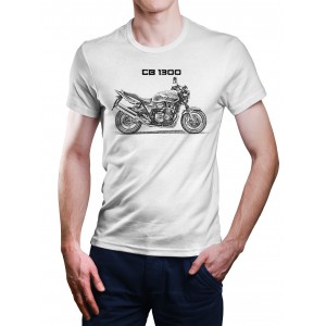 White T-shirt with Honda CB 1300 for motorcycles enthusiast