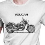 White T-shirt with Kawasaki VN 800 Classic. Gift for motorcyclist.