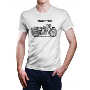 White T-shirt with Triumph Tiger T110 for motorcycles enthusiast