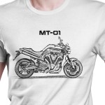 White T-shirt with Yamaha MT-01. Gift for motorcyclist.