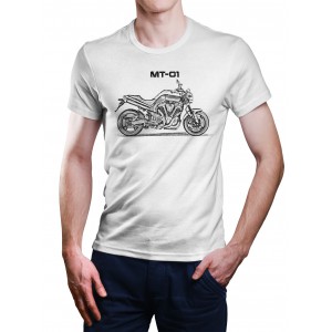 White T-shirt with Yamaha MT-01 for motorcycles enthusiast