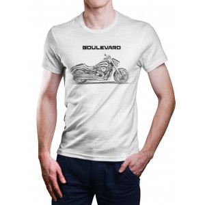 White T-shirt with Suzuki Boulevard M109 for motorcycles enthusiast