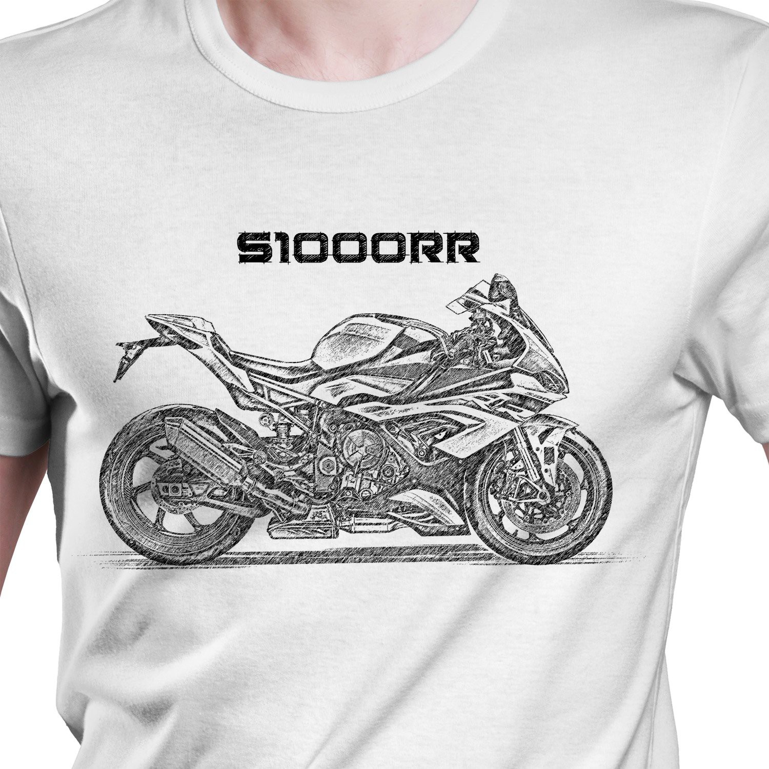White T-shirt with BMW S1000RR . Gift for motorcyclist.