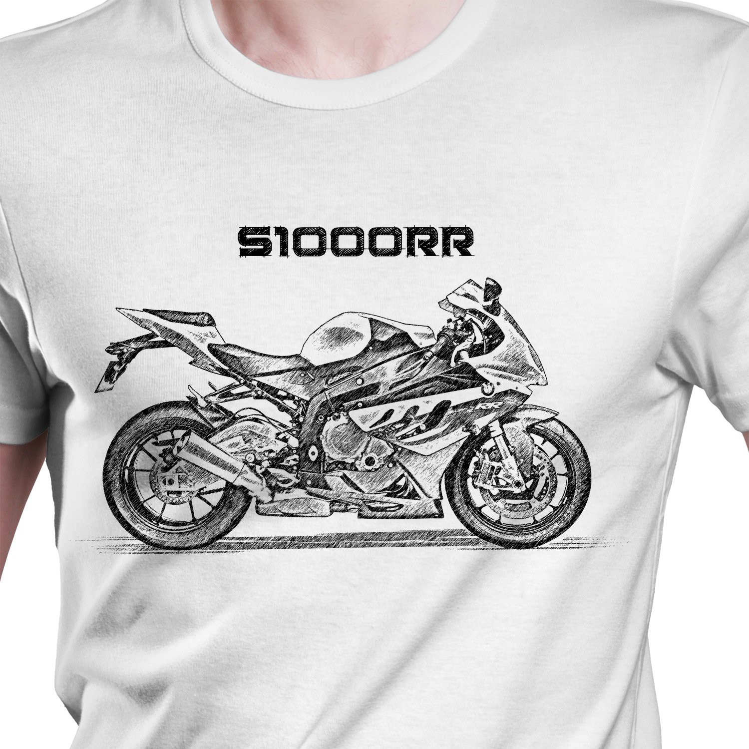 White T-shirt with BMW S1000RR. Gift for motorcyclist.