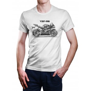 White T-shirt with Yamaha YZF-R6  for motorcycles enthusiast
