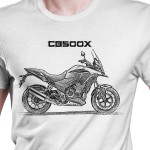 White T-shirt with Honda CB500x. Gift for motorcyclist.