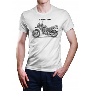 White T-shirt with  BMW F650 GS for motorcycles enthusiast