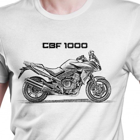 White T-shirt with Honda CBF 1000. Gift for motorcyclist.