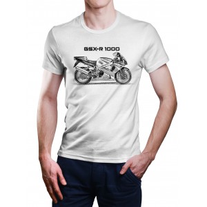 White T-shirt with Suzuki GSXR 1000 for motorcycles enthusiast