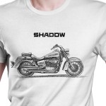 White T-shirt with Honda Shadow VT 750. Gift for motorcyclist.