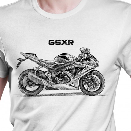 White T-shirt with SUZUKI GSXR 750 K8. Gift for motorcyclist.
