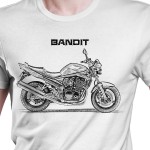 White T-shirt with Suzuki Bandit Naked. Gift for motorcyclist.