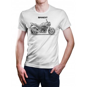 White T-shirt with Suzuki Bandit Naked for motorcycles enthusiast