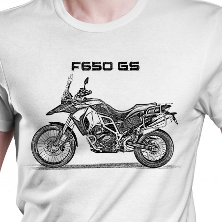 White T-shirt with BMW F650 GS. Gift for motorcyclist.