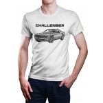 White T-shirt with Dodge Challenger for muscle cars enthusiast.