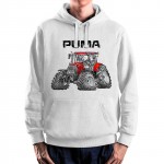 WHITE hoodie with Case IH Puma. Best gift for men.