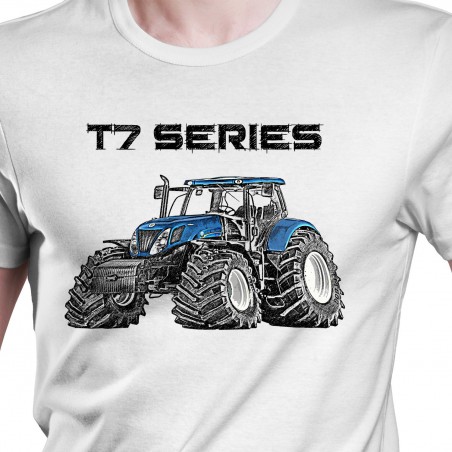 White T-shirt with New Holland T7 Series