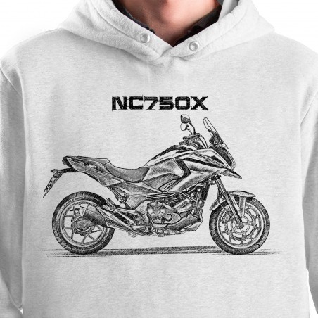 White T-shirt with Honda NC750X. Gift for motorcyclist.