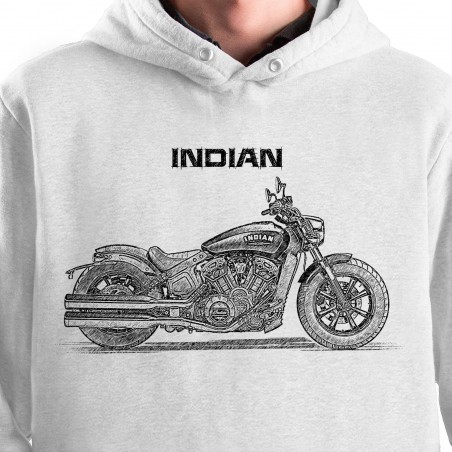 White T-shirt with Indian Scout Bobber. Gift for motorcyclist.