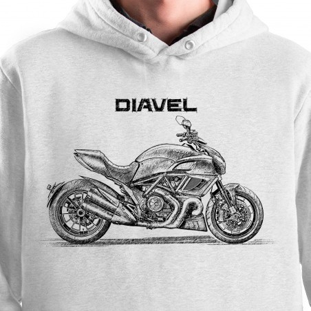 White T-shirt with Ducati Diavel 2013. Gift for motorcyclist.