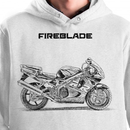 White T-shirt with Honda CBR 900RR Fireblade. Gift for motorcyclist.