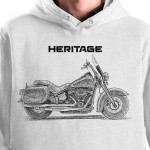 White T-shirt with Harley Davidson Heritage. Gift for motorcyclist.