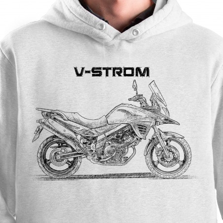 White T-shirt with Suzuki V-Strom DL650 2015. Gift for motorcyclist.