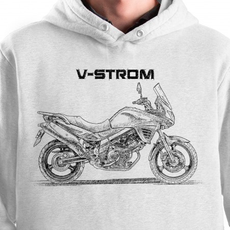 White T-shirt with Suzuki V-Strom DL 650 2011. Gift for motorcyclist.