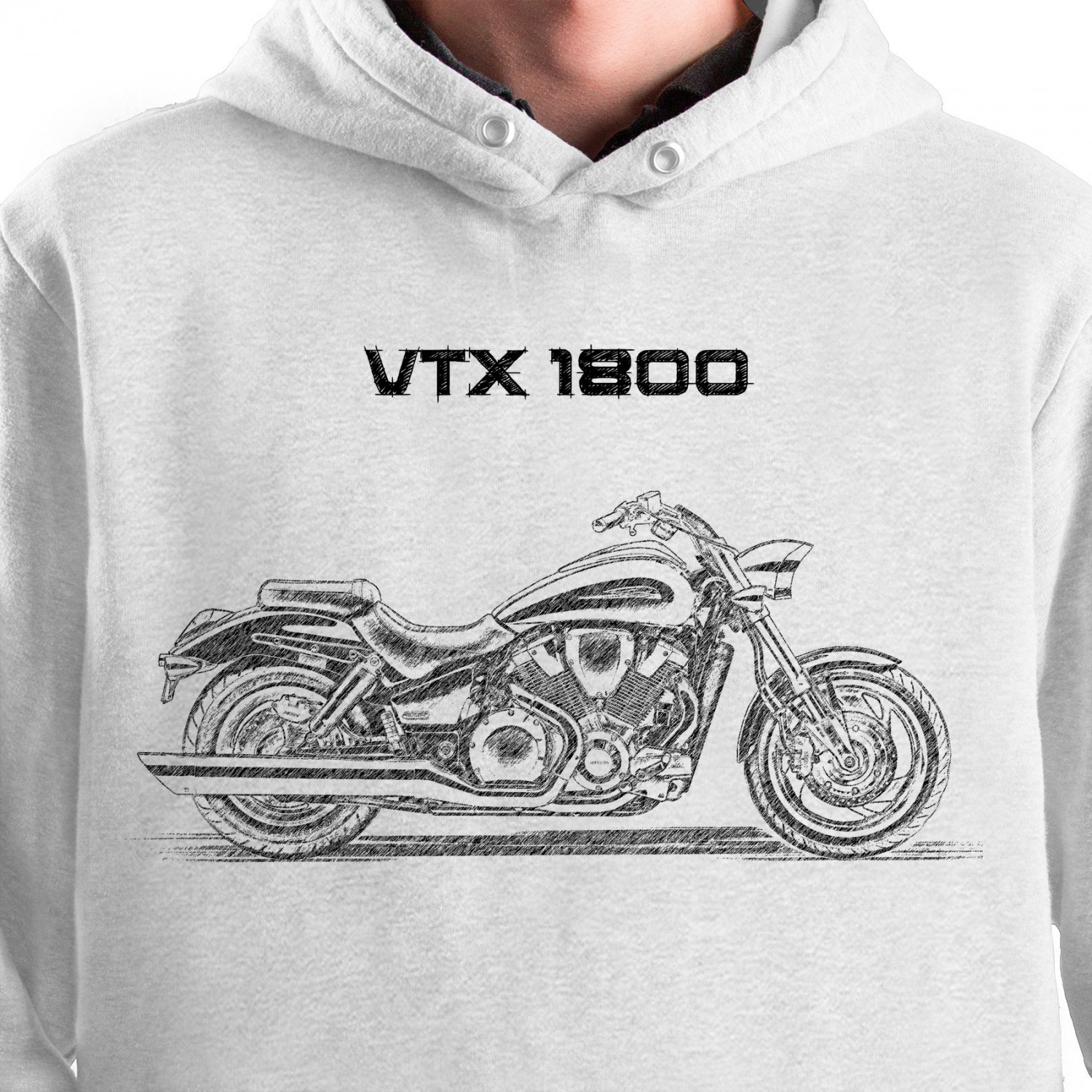 White T-shirt with Honda VTX 1800 C. Gift for motorcyclist.