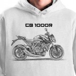 White T-shirt with Honda CB 1000R. Gift for motorcyclist.