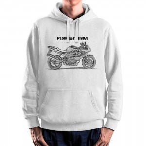 White T-shirt with Honda VTR 1000F Firestorm for motorcycles enthusiast