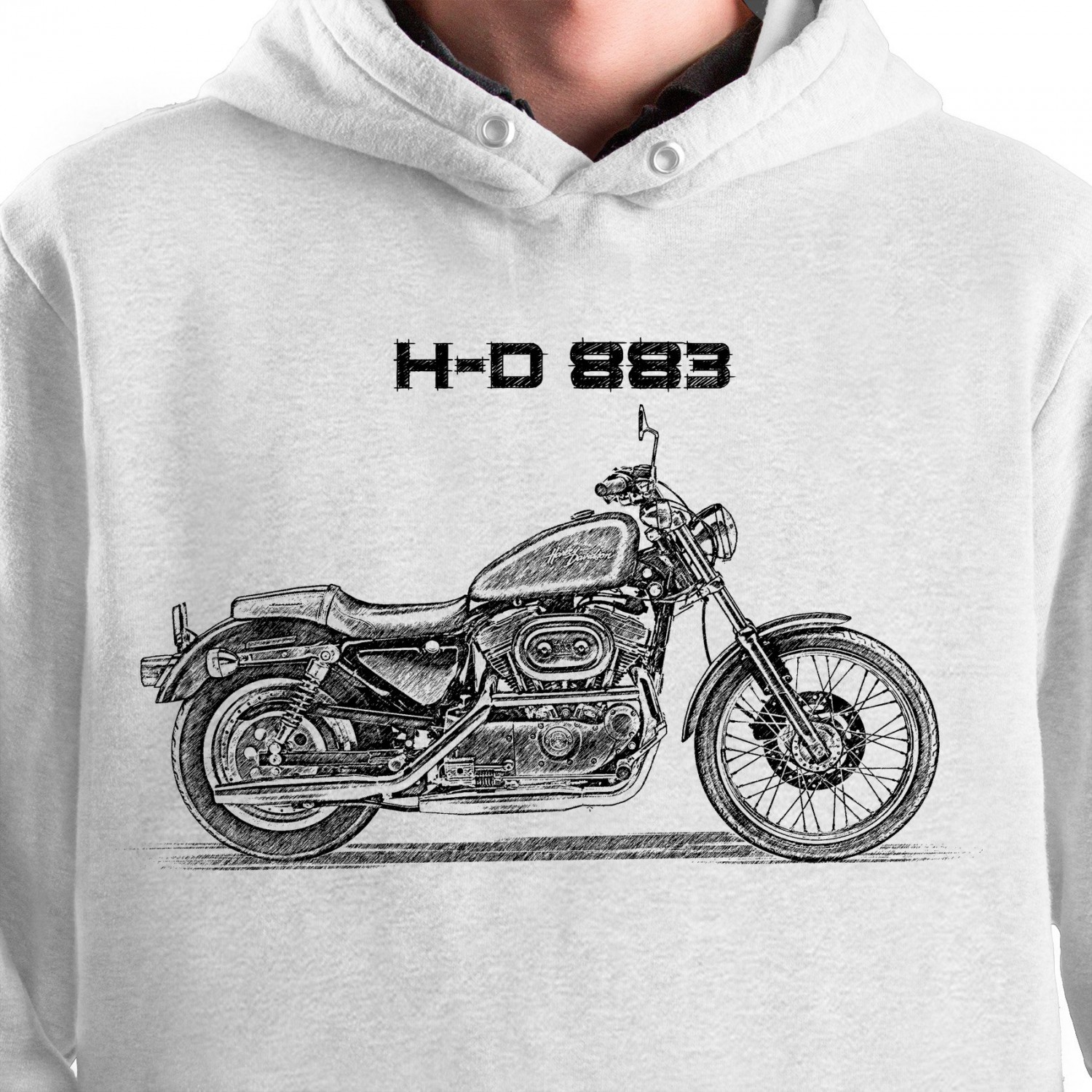 White T-shirt with Harley Davidson 883. Gift for motorcyclist.