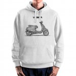 White T-shirt with Vespa Primavera for motorcycles enthusiast