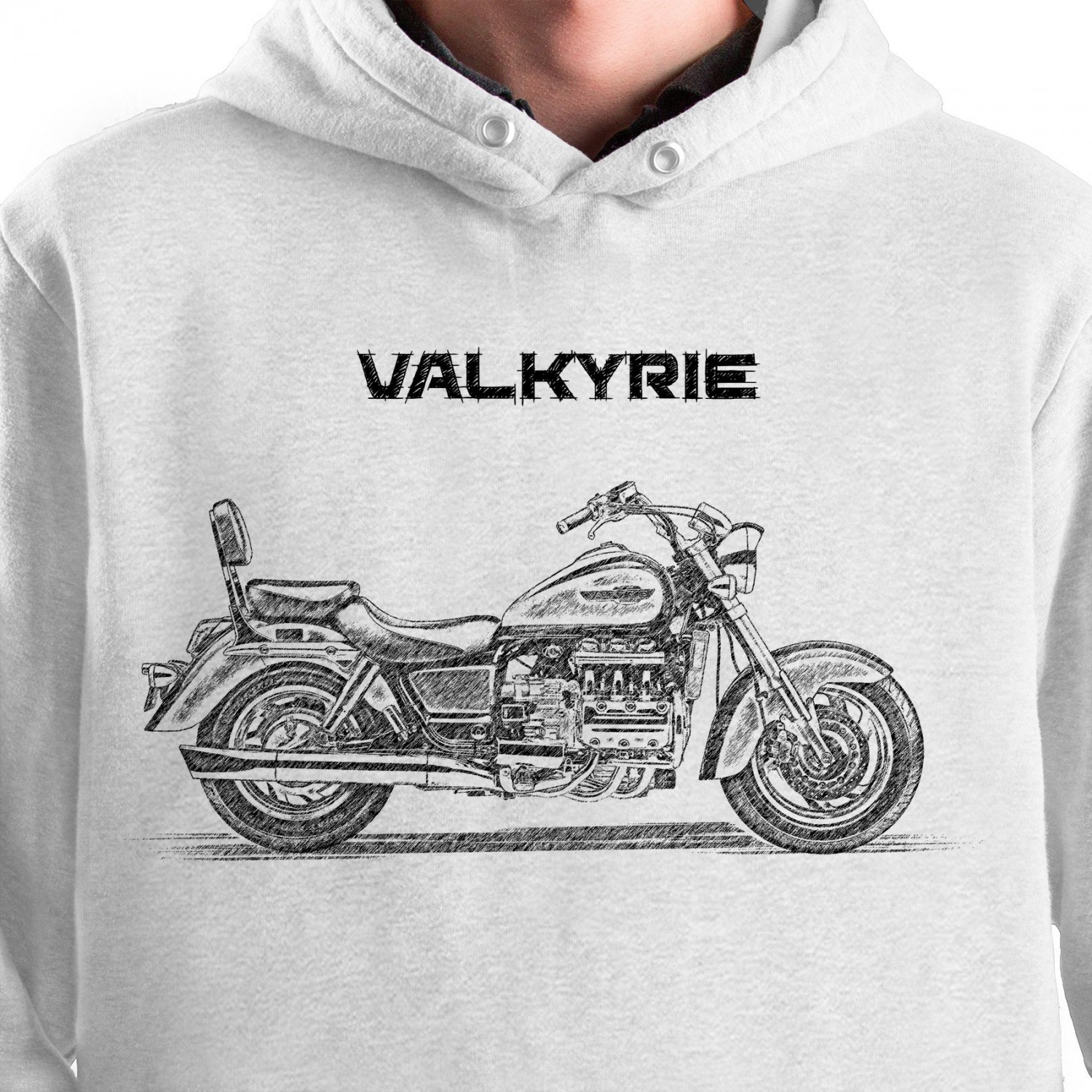 White T-shirt with Honda Valkyrie. Gift for motorcyclist.