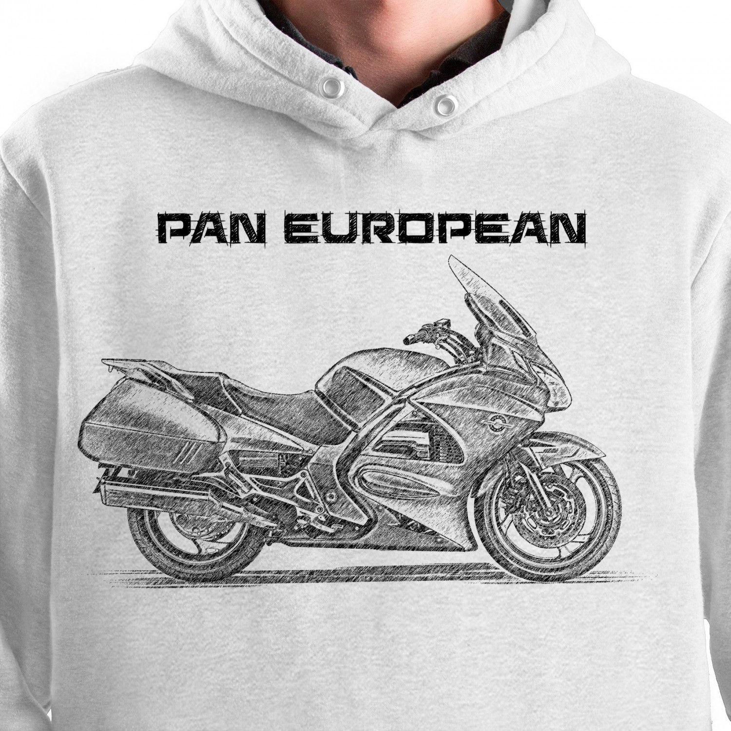 White T-shirt with HONDA ST 1300 Pan European. Gift for motorcyclist.