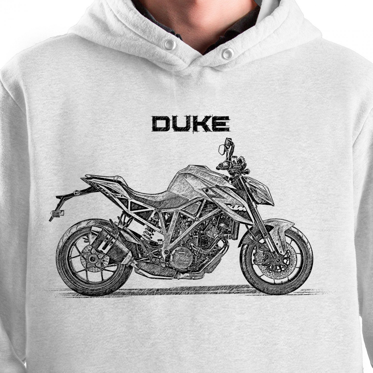 White T-shirt with KTM 1290 Super Duke R. Gift for motorcyclist.