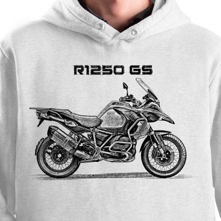 White T-shirt with BMW R1250 GS. Gift for motorcyclist.