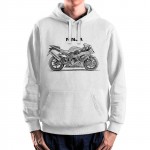 White T-shirt with Kawasaki ZX10R 2004 for motorcycles enthusiast