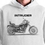 White T-shirt with Suzuki Intruder VS 1400. Gift for motorcyclist.