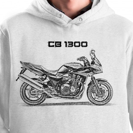 White T-shirt with Honda CB 1300 S. Gift for motorcyclist.