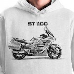 White T-shirt with Honda ST 1100. Gift for motorcyclist.