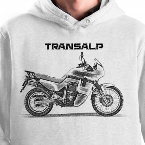 White T-shirt with Honda Transalp XL 600. Gift for motorcyclist.