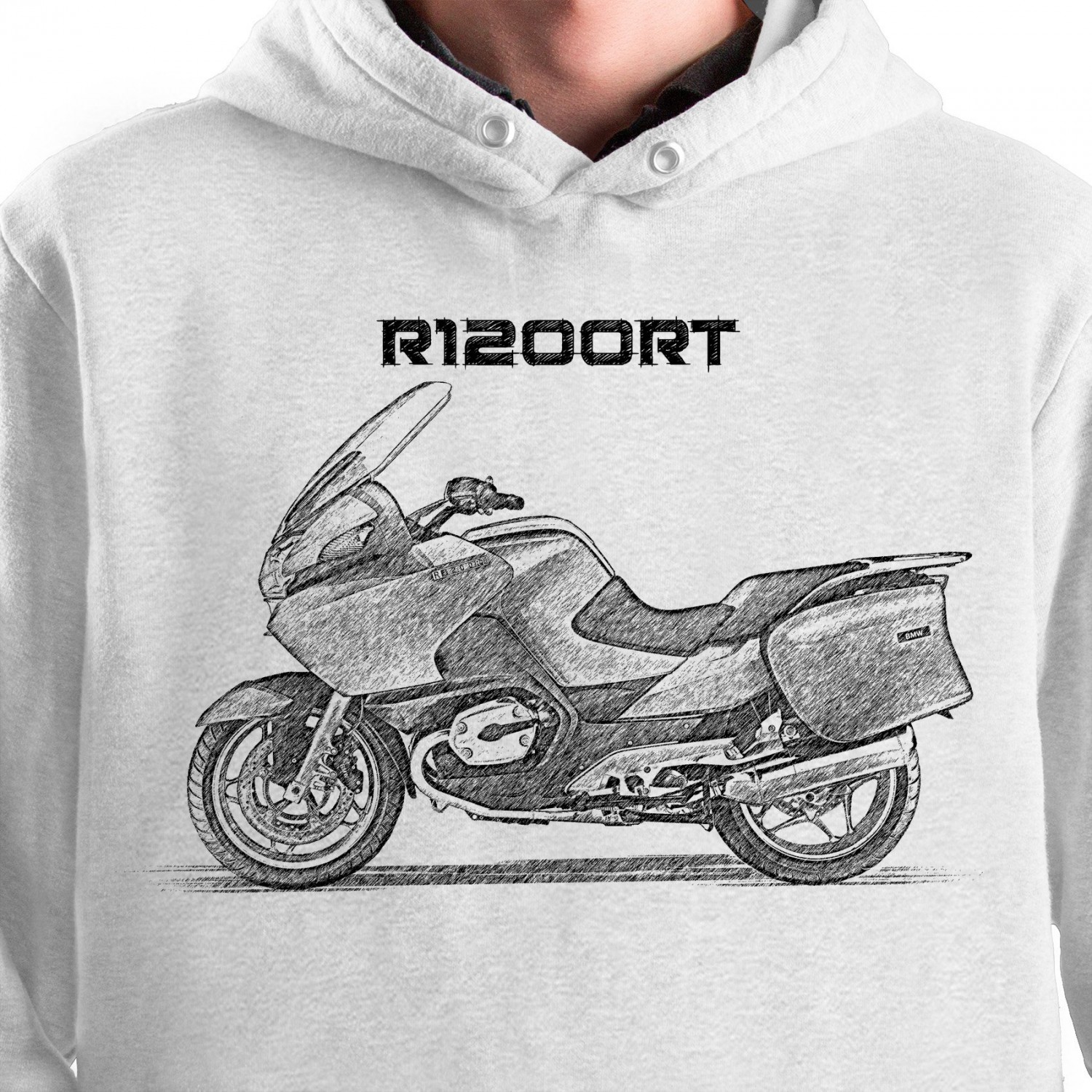 White T-shirt with BMW R1200 RT. Gift for motorcyclist.