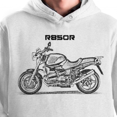 White T-shirt with BMW R850R. Gift for motorcyclist.