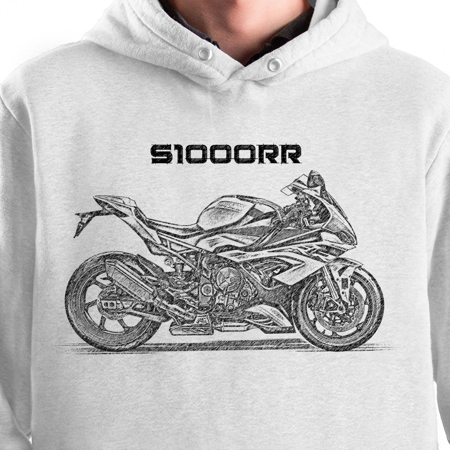 White T-shirt with BMW S1000RR . Gift for motorcyclist.